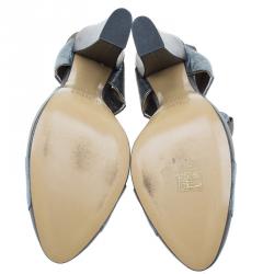 Pre Owned Chloe Metallic Leather T Strap Pumps Size 40.5