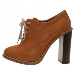 Pre Owned بوت كاحل كلوي أوكسفورد جلد بيج مقاس 39