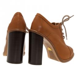 Pre Owned بوت كاحل كلوي أوكسفورد جلد بيج مقاس 39