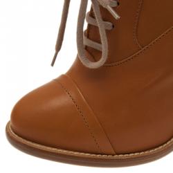 Pre Owned بو ت كاحل كلوي أوكسفورد جلد بيج مقاس 39