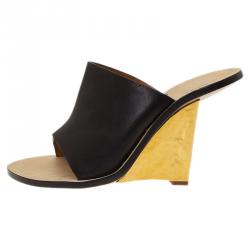 Pre Owned Chloe Black Leather Clyde Mules Size 37