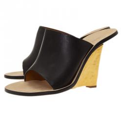 Pre Owned Chloe Black Leather Clyde Mules Size 37