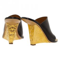 Pre Owned Chloe Black Leather Clyde Mules Size 37