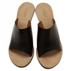 Pre Owned Chloe Black Leather Clyde Mules Size 37