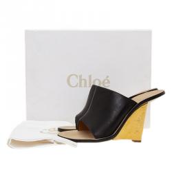 Pre Owned Chloe Black Leather Clyde Mules Size 37