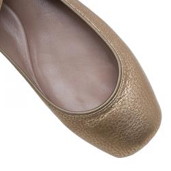 Pre Owned Chloe Bronze Leather Criss Cross Ballet Flats Size 40