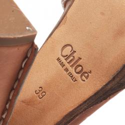 Chloe Tan Leather Platform Ankle Strap Sandals Size 39
