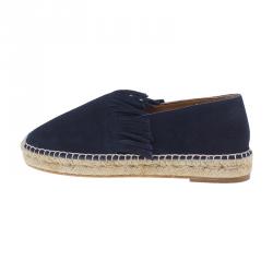 Pre Owned Chloe Navy Blue Suede Fringe Espadrilles Size 38