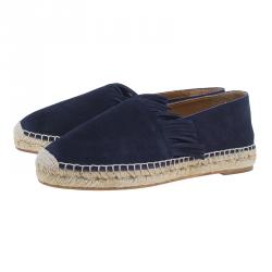 Pre Owned Chloe Navy Blue Suede Fringe Espadrilles Size 38