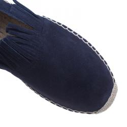 Pre Owned Chloe Navy Blue Suede Fringe Espadrilles Size 38