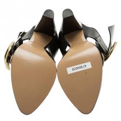 Pre Owned Chloe Black Leather Buckle Detail Slingback Sandals Size 39