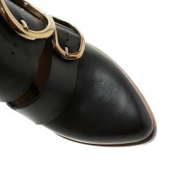 Chloe Black Leather Buckle Detail Slingback Sandals Size 39