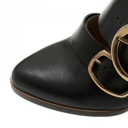 Chloe Black Leather Buckle Detail Slingback Sandals Size 39