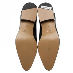 Pre Owned حذاء بوت كلوي جلد أسود مرصع مقاس 40