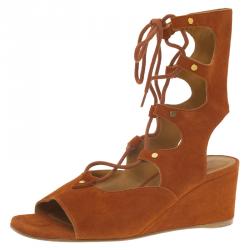 Pre Owned Chloe Brown Suede Gladiator Sandals Size 37.5