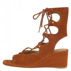 Pre Owned Chloe Brown Suede Gladiator Sandals Size 37.5
