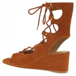 Pre Owned Chloe Brown Suede Gladiator Sandals Size 37.5