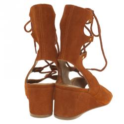 Pre Owned Chloe Brown Suede Gladiator Sandals Size 37.5