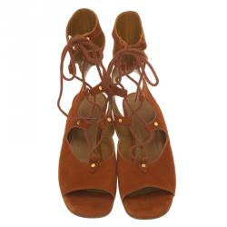 Pre Owned Chloe Brown Suede Gladiator Sandals Size 37.5