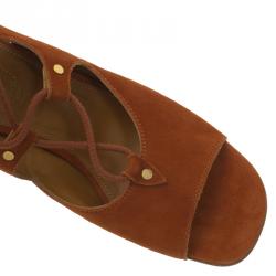 Pre Owned Chloe Brown Suede Gladiator Sandals Size 37.5