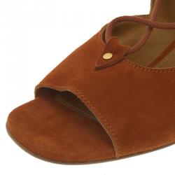 Pre Owned Chloe Brown Suede Gladiator Sandals Size 37.5