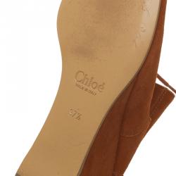 Pre Owned Chloe Brown Suede Gladiator Sandals Size 37.5