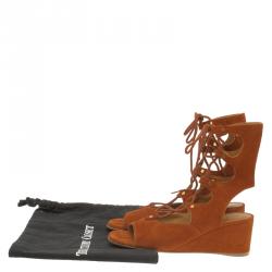 Pre Owned Chloe Brown Suede Gladiator Sandals Size 37.5