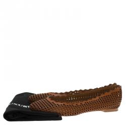 Pre Owned Chloe Brown Perforated Leather Lauren Scalloped Ballet Flats Size 36