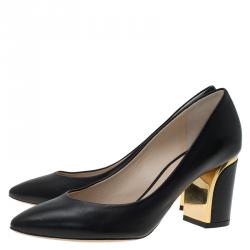 Pre Owned Chloe Black Leather Beckie Pumps Size 36