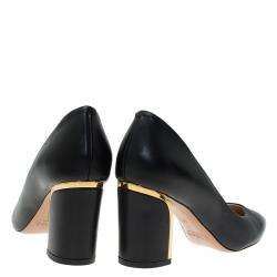 Pre Owned Chloe Black Leather Beckie Pumps Size 36