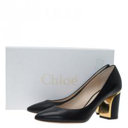 Pre Owned Chloe Black Leather Beckie Pumps Size 36