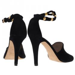 Pre Owned Chloe Black Suede Ankle Strap Sandals Size 37.5