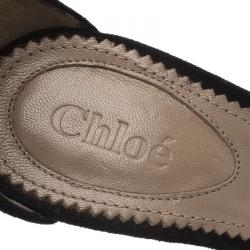 Pre Owned Chloe Black Suede Ankle Strap Sandals Size 37.5