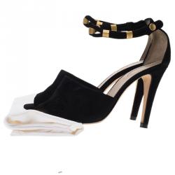 Pre Owned Chloe Black Suede Ankle Strap Sandals Size 37.5