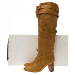 Pre Owned Chloe Brown Leather Paddington Buckle Boots Size 41