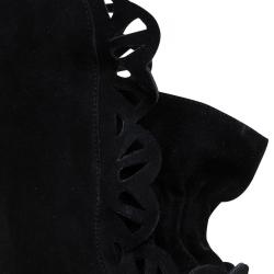 Pre Owned Chloe Black Cutout Suede Over the Knee Boots Size 37.5