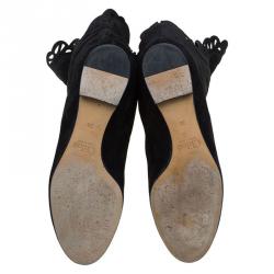 Pre Owned Chloe Black Cutout Suede Over the Knee Boots Size 38