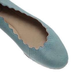 Chloe Blue Lauren Python Embossed Ballet Flats Size 38.5