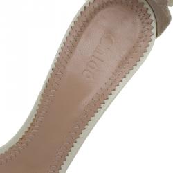 Pre Owned Chloe Cream Lace Ankle Strap Heel Sandals Size 38.5