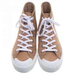 Pre Owned Chloe Beige Suede Scallop Detail High Top Sneakers Size 39