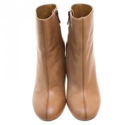 Pre Owned Chloe Brown Leather Block Heel Ankle Boots Size 40