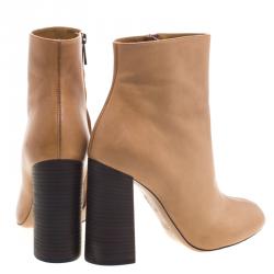 Pre Owned Chloe Brown Leather Block Heel Ankle Boots Size 40