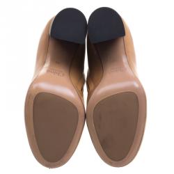 Pre Owned Chloe Brown Leather Block Heel Ankle Boots Size 40