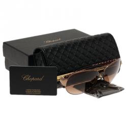 Pre Owned Chopard Gold and Brown SCH994 Aviators