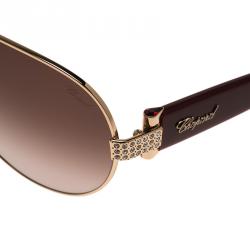 Chopard Gold and Burgundy SCH866S Aviators