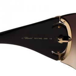 Pre Owned Chopard Black and Gold SCH748S Shield Sunglasses