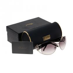 Chopard Silver SCH 805S Embellished Round Sunglasses