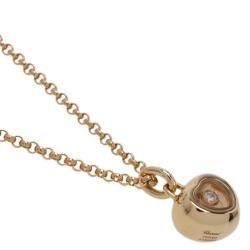 Pre Owned Chopard Miss Happy Yellow Gold And Diamond Pendant Necklace
