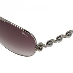 Pre Owned Chopard Silver Embellished Pearl Swirl SCH 803S Sunglasses