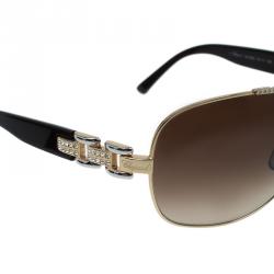 Pre Owned Chopard Gold SCH 693S Swarovski Studded Sunglasses